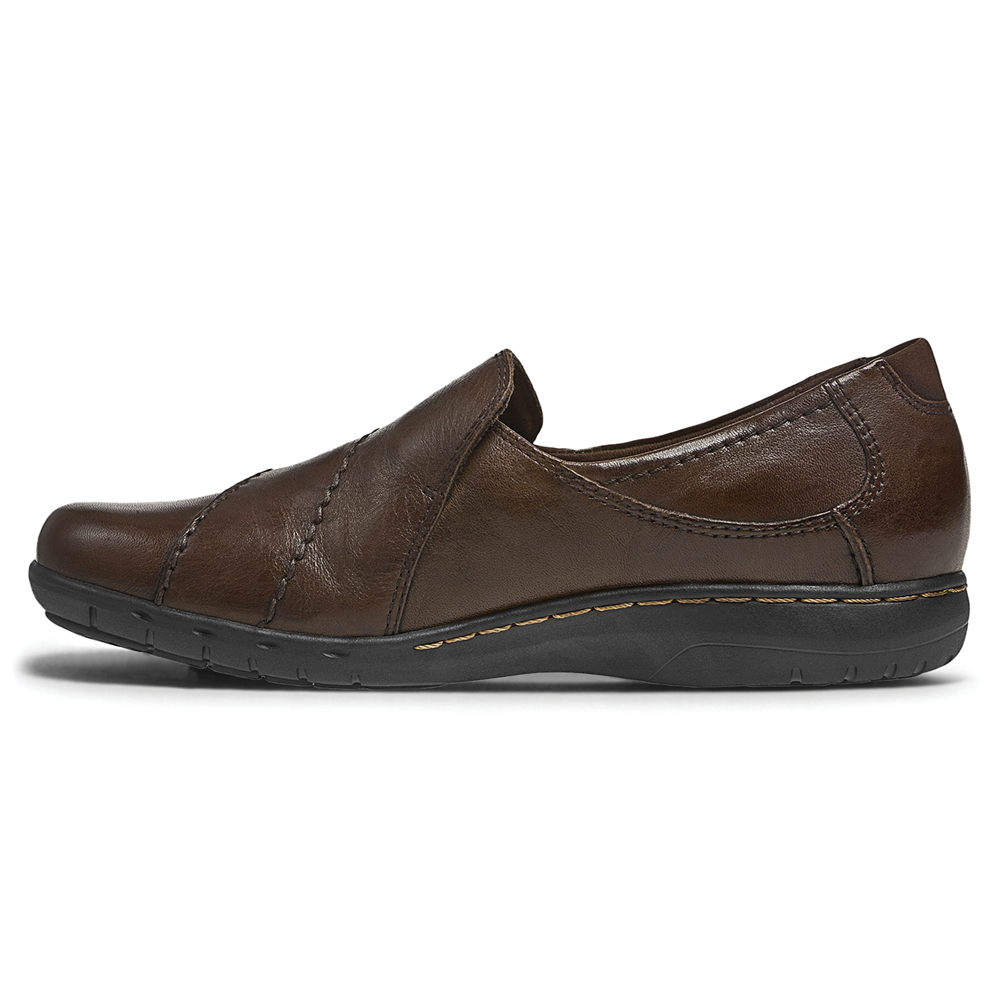 Rockport Womens Slip-On Dark Brown - Cobb Hill Paulette - UK 497-YJSHAU